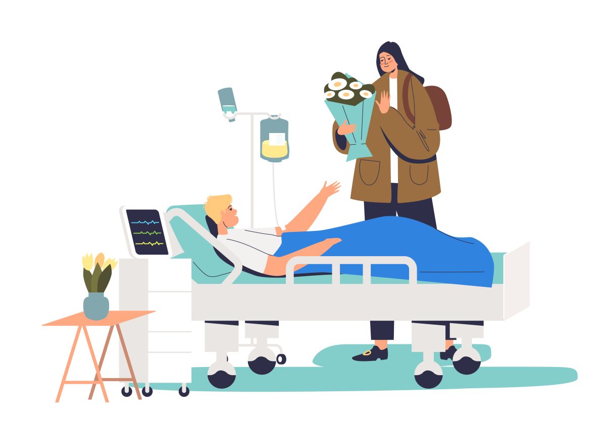 Girl visiting hospital patient graphic