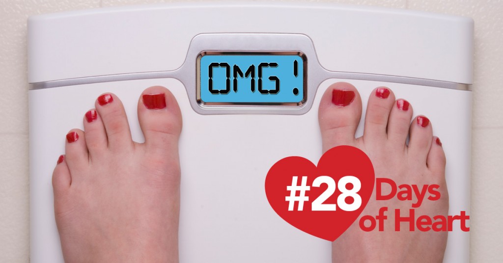28 Days of Heart: Woman on scale displaying 