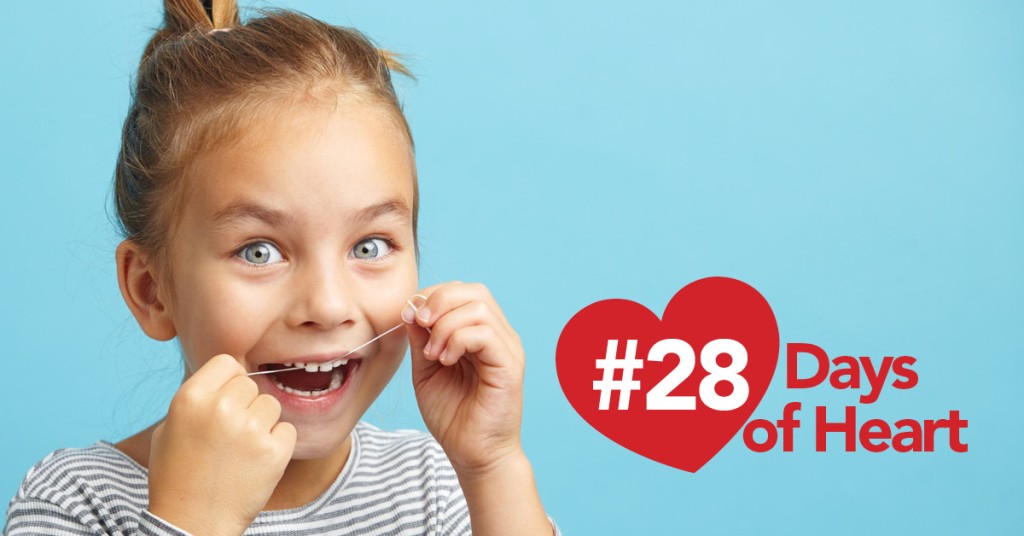 28 Days of Heart: Young girl flossing